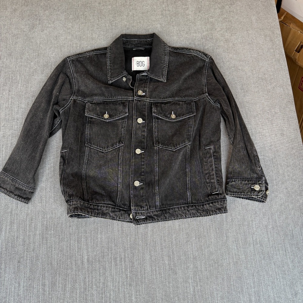 BDG Urban Outfitters Black Denim Jacket Men's Large Contrast Stitch Trucker L